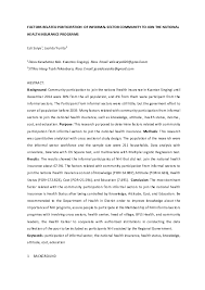 What are the contents of iain walisongo semarang? Pdf Factors Related Participation Of Informal Sector Community To Join The National Health Insurance Programs Jasrida Yunita Academia Edu