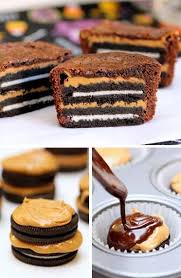Peanut Butter Oreo Brownie Cakes Stuffed Brownie Cupcakes Recipe Desserts Yummy Sweets Eat Dessert