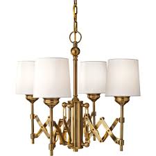 Feiss Hugo 4 Light Single Tier Chandelier In Bali Brass F2819 4blb Chandelier Lighting Chandelier Feiss Lighting