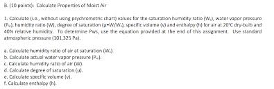 Solved B 10 Points Calculate Properties Of Moist Air