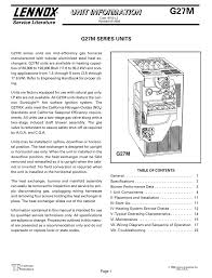 It is critical that the gas supplied to the unit be completely burned because of this, lennox recommends the use of a carbon monoxć ide detector in your home when servicing controls, label all wires prior to disć connecting. Lennox G27m Series Unit Information Pdf Download Manualslib