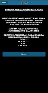 Lagu pengiring perjuangan para serdadu bali united untuk meraih kemenangan.bermainlah dengan rasa bangga di dada, demi lambang bali di dada. Lirik Lagu We Are Bali United
