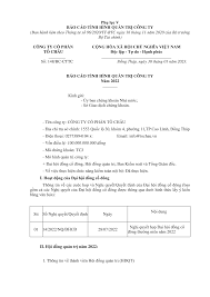 Phụ lục V BÁO CÁO TÌNH HÌNH QUẢN TRỊ CÔNG TY ... - Vietstock