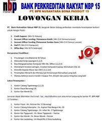 Info lowongan kerja depnaker resmi terbaru februari 2019 lulusan sma smk d3 s1 semua jurusan loker februari 2019 bank bumn cpns 2018. Lowongan Kerja Bpr Nbt 15 Siantar 2019 Lowongan Kerja Medan Terbaru Tahun 2021