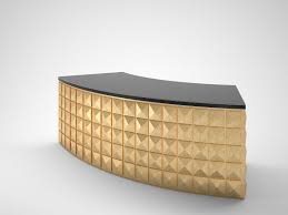 A reception desk is often the first thing clients see upon entering a corporate space. Curved Design Desk With Gold Leaf Piano Lacquer Diamond Pattern Original Antique Furniture