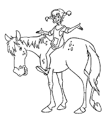 Pippi On The Horse Coloring Pages For Kids Printable Free