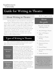 The performance of a play is a live experience, so it can be an exciting but difficult task to review. Https Www Southwestern Edu Live Files 4182 Guide For Writing In Theatrepdf