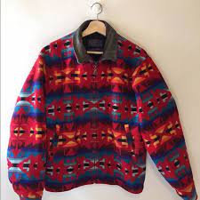 Pendleton Zip Up Leather Collar Bomber Pendleton Pendleton Jacket Leather Collar