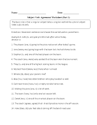 verbs worksheets subject verb agreement worksheets