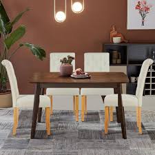 Dining chairs fabric upholstered padded parsons dining room chairs,urban style kitchen living room chairs with solid wood legs set of 4 (grey) 4.3 out of 5 stars. Set Of 4 Tufted Dining Chair Parsons Upholstered Fabric Chair With Wooden Legs Dining Chairs Aliexpress
