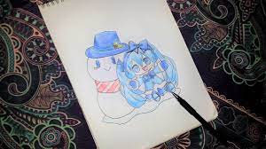 This tutorial shows the sketching and drawing steps from start to finish. How To Draw A Cute Anime Girl With A Snowman Winter Christmas Edition Easy Quick Diyacake Youtube