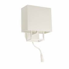 Applique murale blanc cassé sur support inox et liseuse intégré #applique_murale #liseuse. Vesper Applique Murale Avec Liseuse Led H45cm