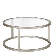 Hailey Home Parker Satin Nickel Metal Coffee Table Lowes Com In 2020 Silver Coffee Table Glass Coffee Table Coffee Table