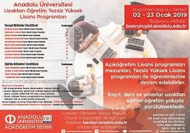 Tezli programlar için ise en az 55 olması gerekir. Anadolu Universitesi Tezsiz Yuksek Lisans Basvurulari Basladi