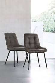 Monza Faux Leather Charcoal Set Of 2 Cole Dining Chairs With Black Legs Grey Dining Room Furniture Dining Chairs Leather Dining Chairs