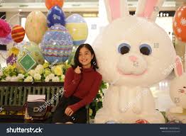 Easter Bunny Eggs Philippines Woman Happy Stock Photo 1056335642