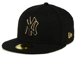 New York Yankees New Era Mlb Black On Metallic Gold 59fifty Cap Hats For Men Flat Bill Hats Yankee Hat