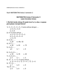Jul 19, 2021 · contoh soal matematika kelas 2 sd tahun 2020/2021 semester 1 dan 2 beserta kunci jawabannya/cara penyelesaiannya kurikulum 2013, operasi hitung campuran Kumpulan Soal Sd Kelas 2 Semester 2