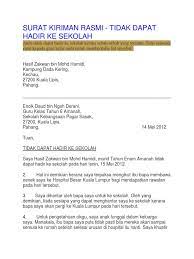 Contoh surat ketidakhadiran ke sekolah ini boleh digunakan sama ada untuk sekolah rendah atau sekolah menengah. Surat Kiriman Rasmi Tidak Hadir