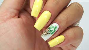 Easy Pineapple Nails Art Tutorial Bluesky Yellownails Pineapplenailsart Youtube In 2021 Pineapple Nails Tropical Nails Tropical Nail Designs