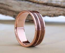 Copper Ring With Waterfall Bubinga Inlay Bentwood Ring Etsy Copper Wedding Band Wood Engagement Ring Titanium Bands