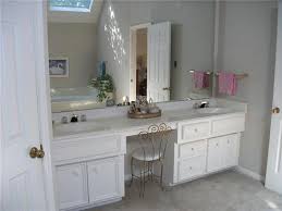 Makeup tables transform surplus cabinet space into something functional: Bathroom Vanity With Sink And Makeup Area