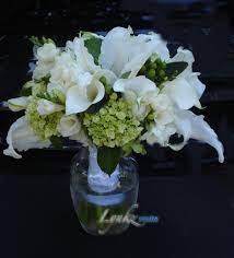 Bride S Bouquet From Oriental Lily Calla Lily Freesia And Green Baby Hydrangea Oriental Lily Calla Lily White Flowers