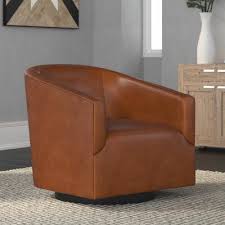 Mcintyre Swivel 22 75 W Barrel Chair Upholstery Color Caramel In 2020 Barrel Chair Swivel Chair Living Room Leather Swivel Chair