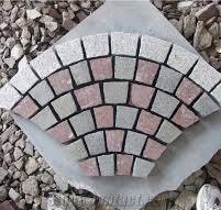 Fargo Flamed Paving Stone on Fan Mesh, Chinese Granite Grey + Dark + Red  Exterior Paving Pattern Pavers for Courtyard/Driveway/Garden  Stepping/Walkway