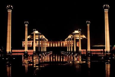 Ambedkar Memorial Park at night, AI generated