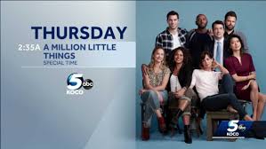 A guide listing the titles and air dates for episodes of the tv series a million little things. Wednesday S Episode Of A Million Little Things To Re Air At 2 35 A M Thursday On Koco 5