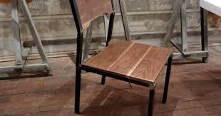 Metal dining chairs with wooden seats and bleachers band. Industrial Steel Chairs Archives Hudson Goods Blog Walnut Wood Chair Chair Wood Chair
