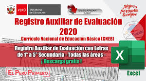 Ejercicios y actividades online de inglés. Registro Auxiliar De Evaluacion 2020 Registro Auxiliar De Evaluacion Para Secundaria En Letras Todas Las Areas Excel Repositorio De Educacion