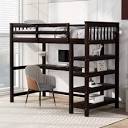 Amazon.com: Wooden Loft Bed Frame with 4 Storage Shelves and Desk ...