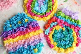 Bunnies, chicks, eggs and more! Crumpled Tissue Paper Easter Egg Craft For Kids Happy Hooligans