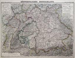 Grande mappa di germania impero, 1890 atlante antica berlino baviera, mappa, mappa della città mappa decor. Germania Meridionale Originale Litografia Cartina Geografica Reimer 1872 Ebay