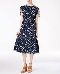 Maison Jules Printed Smocked Dress Macys Com Dresses White Flare Dress Womens Dresses