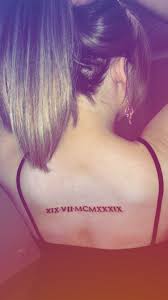 Roman Numerals Upper Back Central In Between Shoulder Blade Tattoo Shoulder Blade Tattoo Blade Tattoo Upper Back Tattoos