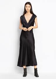 Vince Polka Dot Crossover Slip Dress Black Frog Vince Cloth Necklines For Dresses Long Dresses Casual Maxi Polka Dot Maxi Dresses