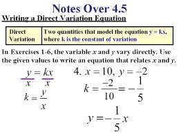 Need a custom math course? Notes Over 4 5 Writing A Direct Variation