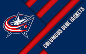 Download Wallpapers Columbus Blue Jackets 4k Material Design Logo Nhl Blue Red Abstraction Lines American Hockey Club Columbus Ohio Usa National Hock Columbus Blue Jackets Material Design American Hockey