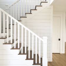 Shiplap Stairs White Oak Flooring Kara Hebert Interiors Farmhouse Stairs Diy Staircase Diy Stairs