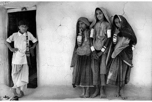 A boy and three girls of the Chamar community, Kutch, Gujarat, 1975 - Jyoti Bhatt - WikiArt.org