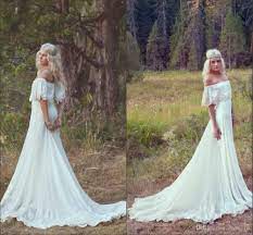 Grosshandel Vintage 1970 Bohemian Brautkleider Land Weg Von Der Schulter Ausschnitt A Linie Kapelle Zug Elfenbein Spitze Chiffon Hippie Brautkleider Von Dress 1st 103 46 Auf De Dhgate Com Dhgate