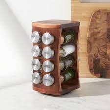 16 Jar Revolving Hourglass Acacia Spice Rack Reviews Crate And Barrel In 2020 Crate And Barrel Spice Rack Rotating Spice Rack