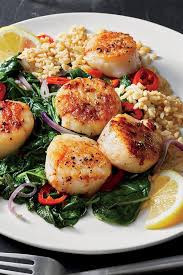 Seared Scallops With Chile Garlic Spinach Recipe Cooking Light Recipe Shrimp And Scallop Recipes Scallop Recipes Healthy Asian Scallop Recipe