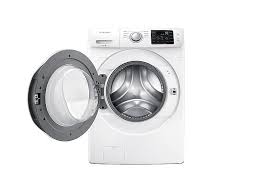 During the entire wash cycle, the samsung washing machine locks the door to prevent it from being opened and interrupting or stopping the cycle. Wf42h5000aw In White By Samsung In 4 2 Cu Ft Front Load Washer In White