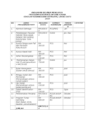 Contoh rencana anggaran biaya yang sederhana. Contoh Anggaran Belanja Mengurus