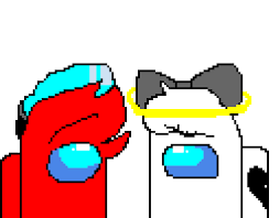 Among us red and white pixel art