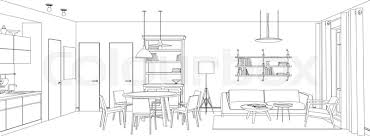 Small living room ideas include using lighter colours to give the impression of space and avoiding bright tones. Line Sketch Of The Interior Living Stock Vector Colourbox
